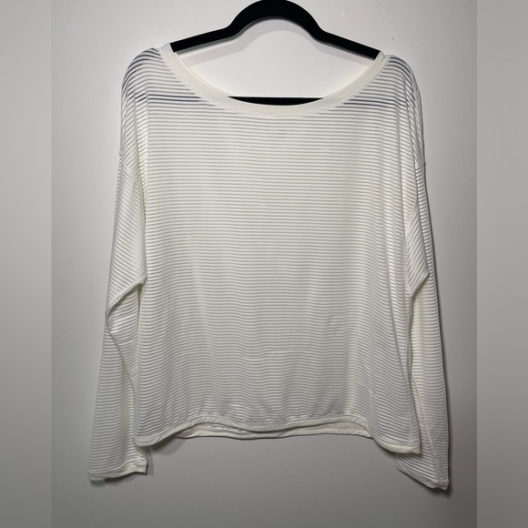 Lululemon Women’s Lean in White Striped Long Sleeve Sheer Top in US 12 - Picture 3 of 7
